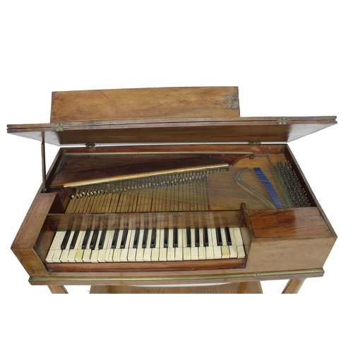 1288 - Small square piano, German or Austrian, circa 1825, the mahogany case in Biedermeier style, with bra... 