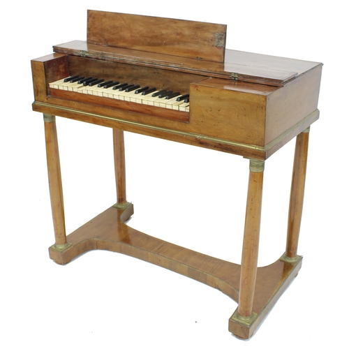 1288 - Small square piano, German or Austrian, circa 1825, the mahogany case in Biedermeier style, with bra... 