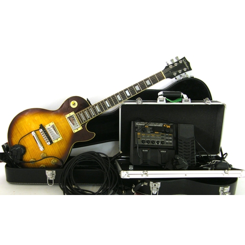 103 - Synthesizer guitar outfit comprising Session Pro Les Paul electric guitar fitted with a Roland GK-3 ... 