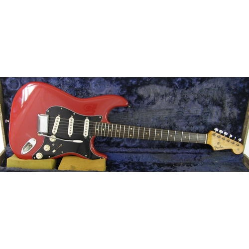 116 - 1961 Fender Stratocaster electric guitar, made in USA, ser. no, 71922, metallic red finish (refinish... 