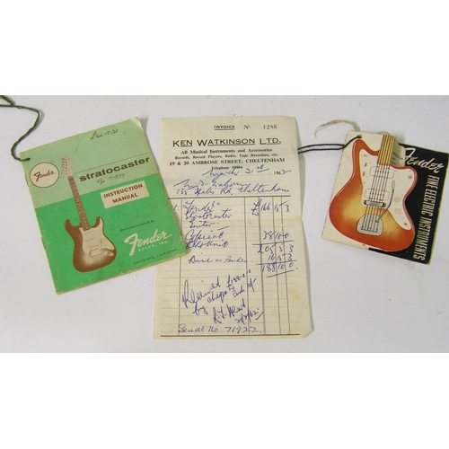 116 - 1961 Fender Stratocaster electric guitar, made in USA, ser. no, 71922, metallic red finish (refinish... 