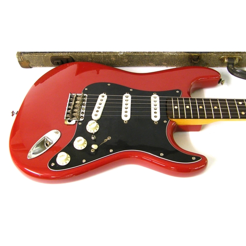 116 - 1961 Fender Stratocaster electric guitar, made in USA, ser. no, 71922, metallic red finish (refinish... 