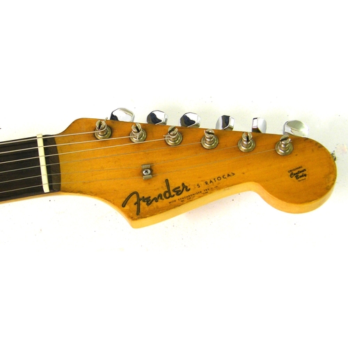 116 - 1961 Fender Stratocaster electric guitar, made in USA, ser. no, 71922, metallic red finish (refinish... 