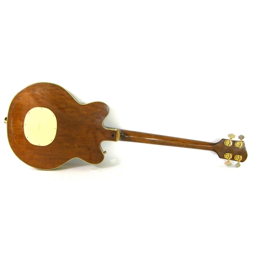 117 - Early 1960s Gretsch 6070 hollow body bass guitar, natural walnut finish in good general condition, m... 