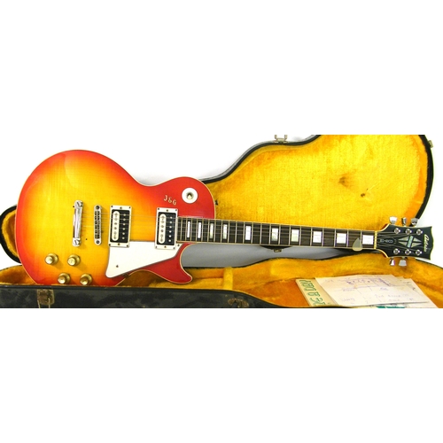 120 - Antoria Memphis Custom DL electric guitar, cherry sunburst finish, previous owner's initials applied... 
