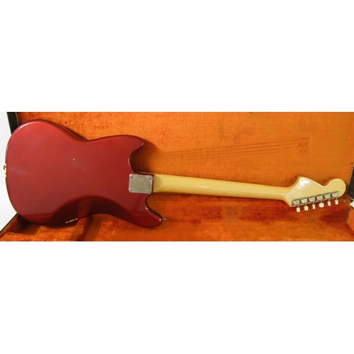 62 - 1968 Fender Mustang electric guitar, made in USA, competition red finish with matching headstock, va... 