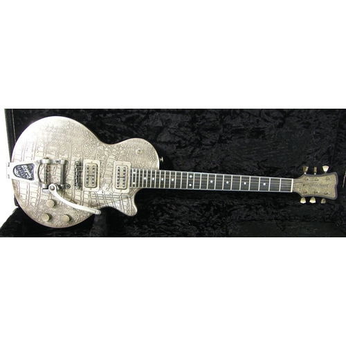 64 - 2009 James Trussart Steel Deville guitar, made in USA, ser. no. 09177, Gator engraved top, electrics... 