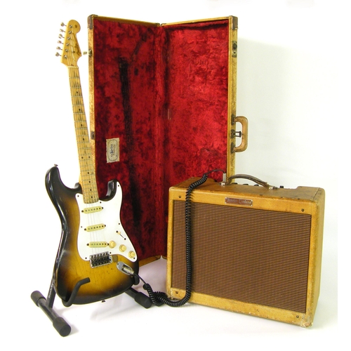 67 - 1957 Fender Stratocaster electric guitar, made in USA, ser. no.-21317, two-tone sunburst finish with... 