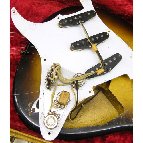 67 - 1957 Fender Stratocaster electric guitar, made in USA, ser. no.-21317, two-tone sunburst finish with... 