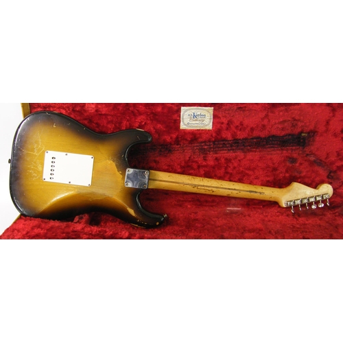 67 - 1957 Fender Stratocaster electric guitar, made in USA, ser. no.-21317, two-tone sunburst finish with... 