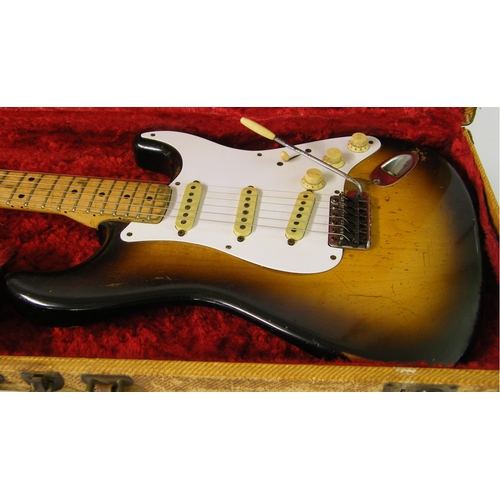 67 - 1957 Fender Stratocaster electric guitar, made in USA, ser. no.-21317, two-tone sunburst finish with... 