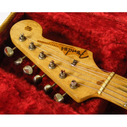 67 - 1957 Fender Stratocaster electric guitar, made in USA, ser. no.-21317, two-tone sunburst finish with... 