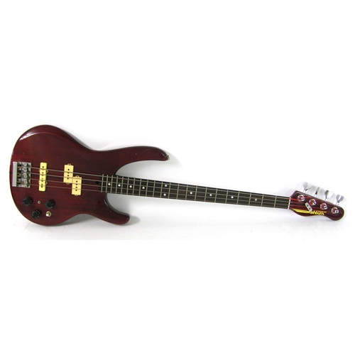 69 - Washburn Force 40 bass guitar, ser. no. 833061, translucent red finish with various imperfections, e... 