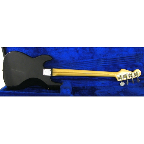 72 - 1977 Fender Precision bass guitar, made in USA, ser. no. S747198, black finish with various imperfec... 