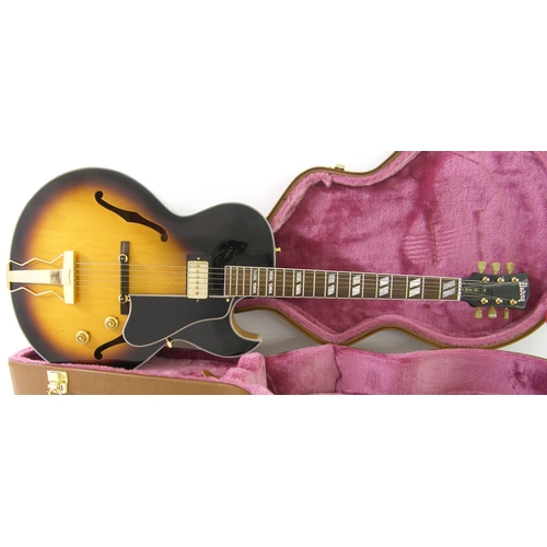 75 - Burny RFA-75 hollow body electric archtop guitar, ser. no. FGA11080005, sunburst finish, pickup repl... 