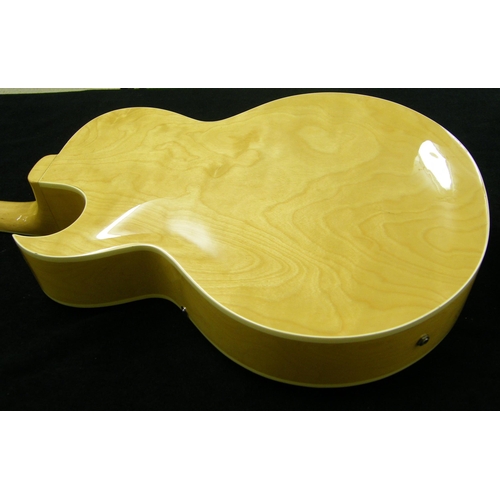 76 - Maya 175 hollow body electric archtop guitar, made in Japan, natural finish, electrics appear to be ... 