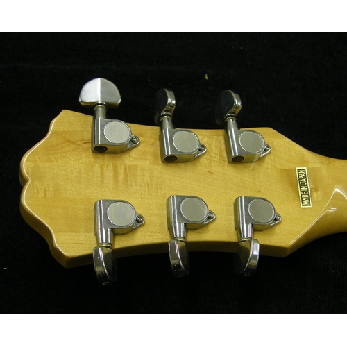 76 - Maya 175 hollow body electric archtop guitar, made in Japan, natural finish, electrics appear to be ... 