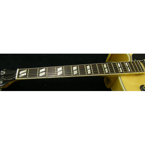 76 - Maya 175 hollow body electric archtop guitar, made in Japan, natural finish, electrics appear to be ... 