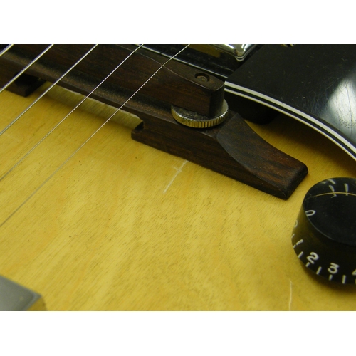 76 - Maya 175 hollow body electric archtop guitar, made in Japan, natural finish, electrics appear to be ... 