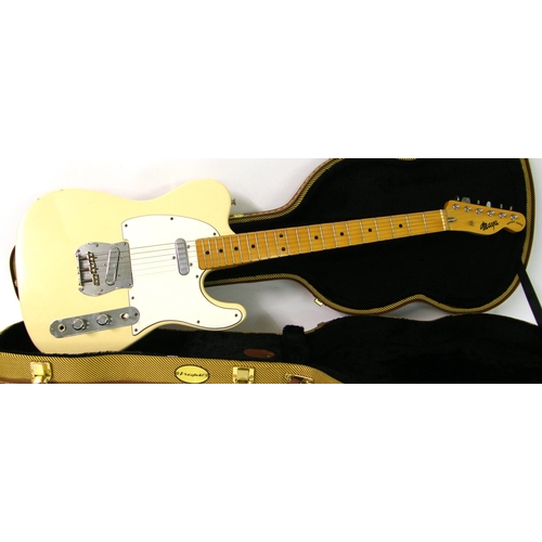 78 - Maya TL-26 electric guitar, white finish with various imperfections particularly to the edges, missi... 