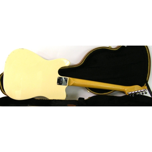 78 - Maya TL-26 electric guitar, white finish with various imperfections particularly to the edges, missi... 