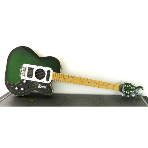 80 - Burns Steer electric guitar, ser. no. 6070235, green burst finish with some minor imperfections, ele... 