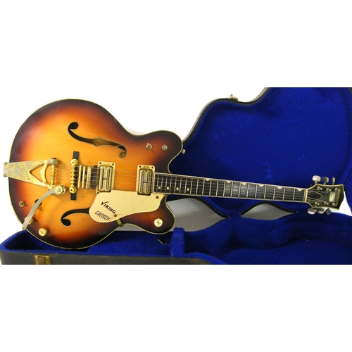 82 - 1960s Gretsch Viking hollow body electric guitar, sunburst finish with various imperfections, bindin... 