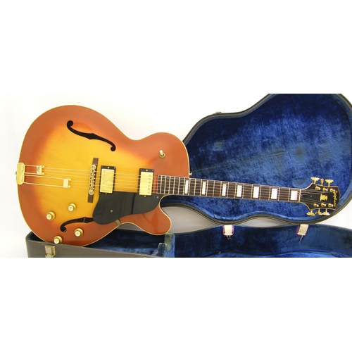 85 - Early 1960s Epiphone Broadway archtop electric guitar, made in USA, ser. no. 95229, orange burst fin... 