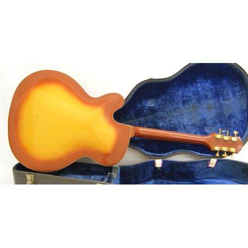 85 - Early 1960s Epiphone Broadway archtop electric guitar, made in USA, ser. no. 95229, orange burst fin... 