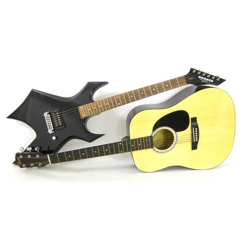 87 - Bronze by B.C Rich Warlock electric guitar, ser. no. 32338797, black finish, electrics appear to be ... 