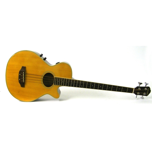 89 - Crafter electro-acoustic bass guitar, natural finish, synthetic rosewood back and sides with some im... 
