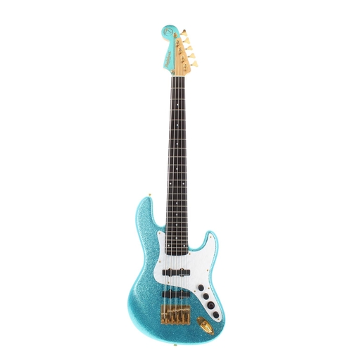 319 - Rare Pentasystem LLC Pentabass five string bass guitar; Finish: blue sparkle; Fretboard: ebony; Fret... 