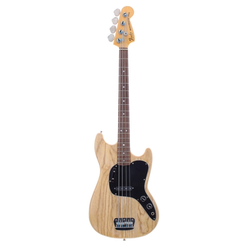 334 - 1979 Fender Musicmaster bass guitar, made in USA, ser. no. S8xxxx9; Finish: natural, stripped, scrat... 