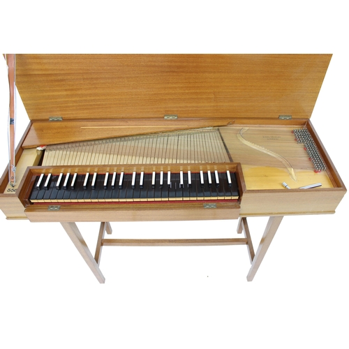 1284 - Contemporary mahogany cased clavichord by and inscribed John Morley, London on the sound board, no. ... 