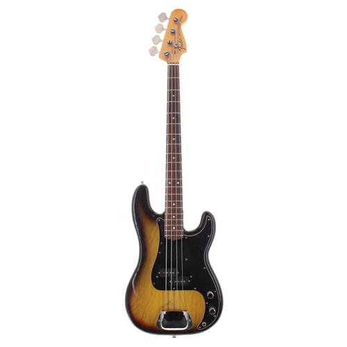 338 - 1976 Fender Precision Bass guitar, made in USA, ser. no. 7xxxx0; Finish: three-tone sunburst, finish... 