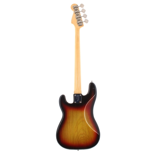 338 - 1976 Fender Precision Bass guitar, made in USA, ser. no. 7xxxx0; Finish: three-tone sunburst, finish... 