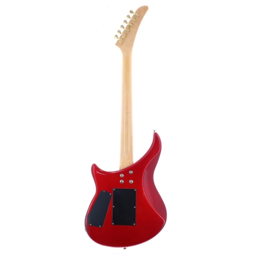 344 - 1990s Epiphone EM-2 electric guitar; Finish: candy apple red, dings to the edges, buckle scratches t... 