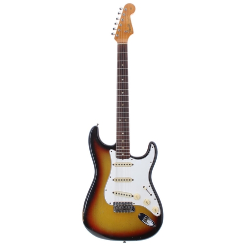 348 - 1965 Fender Stratocaster electric guitar, made in USA, ser. no. L5xxx6; Finish: sunburst, buckle ras... 