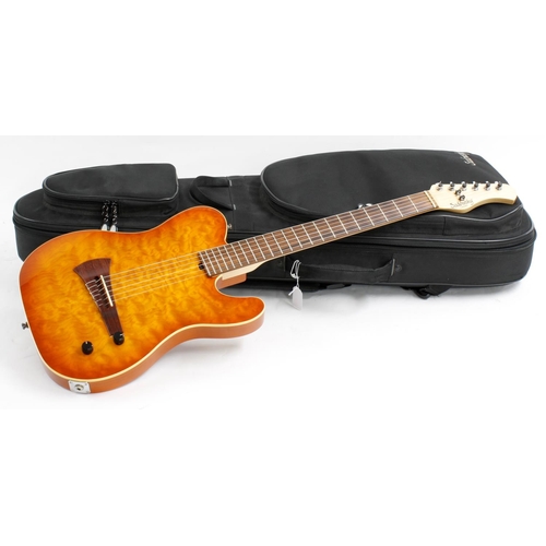 358 - Sadowsky ENL-CMB electric nylon guitar; Finish: caramel burst; Fretboard: rosewood; Frets: good; Ele... 