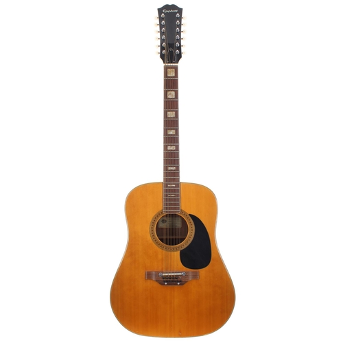 360 - 1970s Epiphone 6834E twelve string acoustic guitar, made in Japan, ser. no. 0xxxx7; Back and sides: ... 