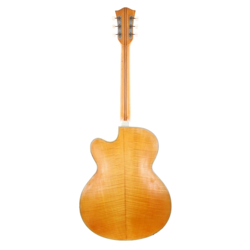 368 - 1960s Hofner archtop guitar; Finish: blonde, minor dings; Fretboard: rosewood; Frets: worn with heav... 