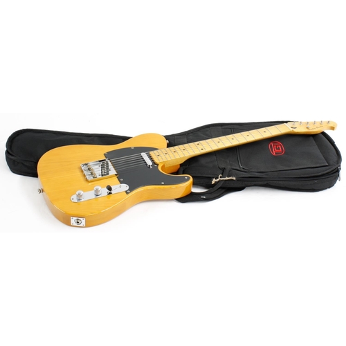 375 - Harley Benton VT Series TE-52 electric guitar; Finish: butterscotch; Fretboard: maple; Frets: good; ... 