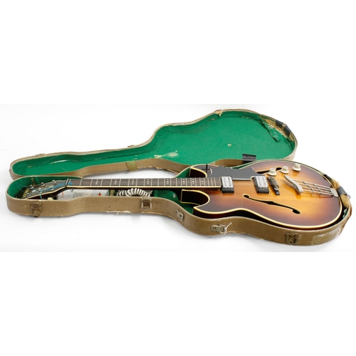 384 - 1965 Hofner Ambassador hollow body electric guitar, made in Germany, ser. no. 1x9; Finish: brunette,... 