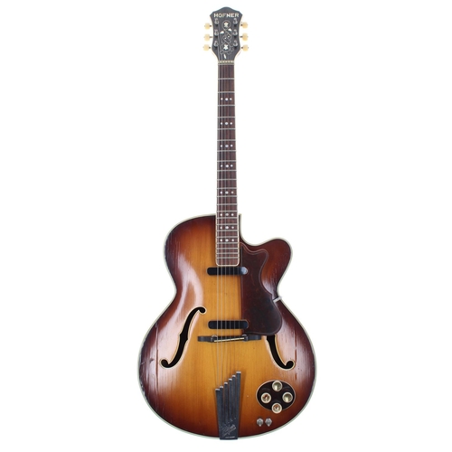 392 - 1958 Hofner President hollow body electric guitar, made in German, ser. no. 4xx9; Finish: brunette, ... 