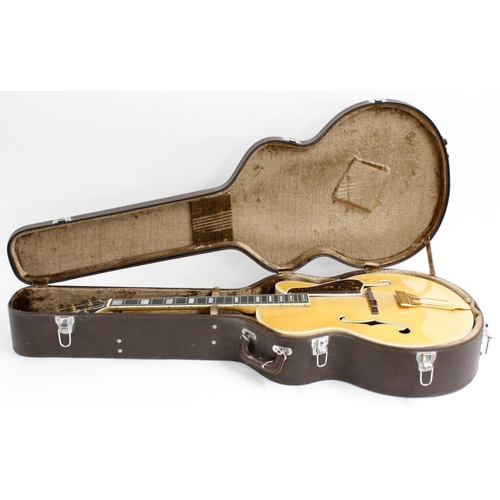 394 - Knight Guitars archtop electric guitar, made in England; Finish: natural, lacquer checking and minor... 