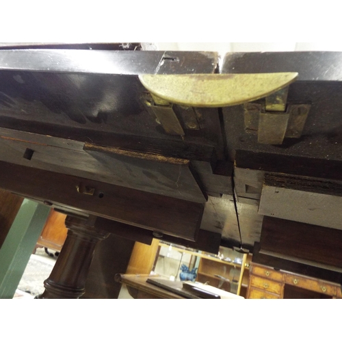 219 - Mahogany D end twin pedestal dining table, the moulded top over two baluster columns upon three reed... 