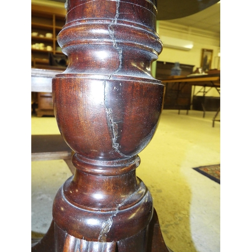 219 - Mahogany D end twin pedestal dining table, the moulded top over two baluster columns upon three reed... 