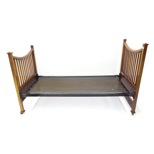 222 - Edwardian mahogany and boxwood inlaid single bed