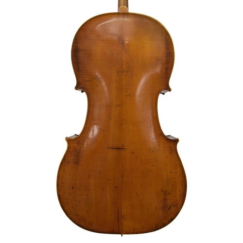 126 - English violoncello circa 1820 (in need of restoration), bearing the repairer's label of William H H... 