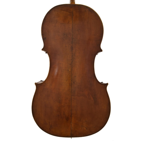 132 - Good English violoncello circa 1800, probably by John Morrison, unlabelled, the two piece back with ... 